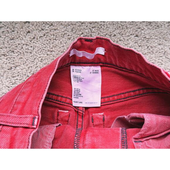 Helmut Lang Red Denim Oxi Zip Stonewash Archive Hi Straight Jeans 26 Edgy Fall - Picture 6 of 8